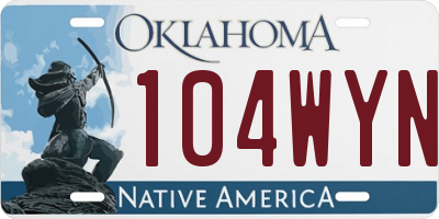 OK license plate 104WYN