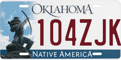 OK license plate 104ZJK
