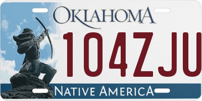 OK license plate 104ZJU