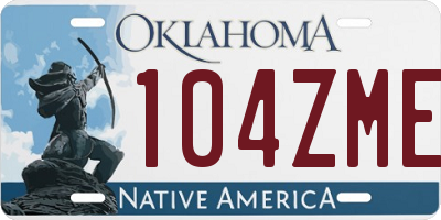 OK license plate 104ZME