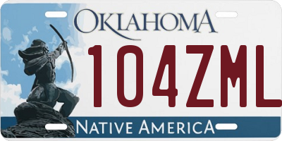 OK license plate 104ZML