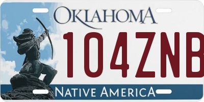 OK license plate 104ZNB