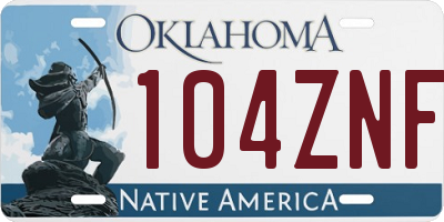 OK license plate 104ZNF