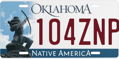 OK license plate 104ZNP