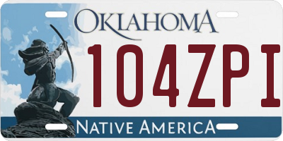 OK license plate 104ZPI