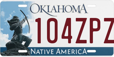 OK license plate 104ZPZ
