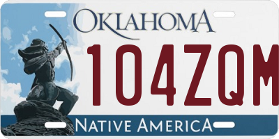 OK license plate 104ZQM