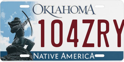 OK license plate 104ZRY