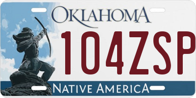 OK license plate 104ZSP
