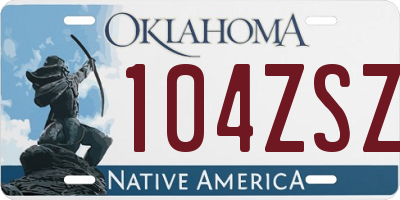 OK license plate 104ZSZ