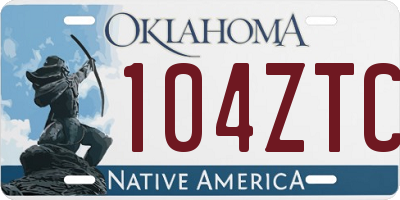 OK license plate 104ZTC