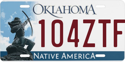 OK license plate 104ZTF
