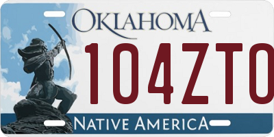 OK license plate 104ZTO