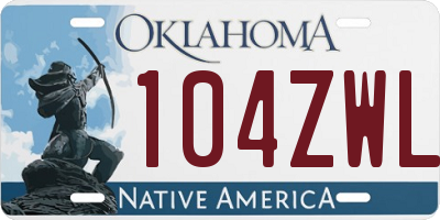 OK license plate 104ZWL