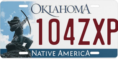 OK license plate 104ZXP