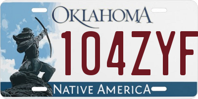 OK license plate 104ZYF