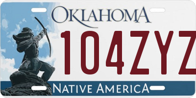 OK license plate 104ZYZ