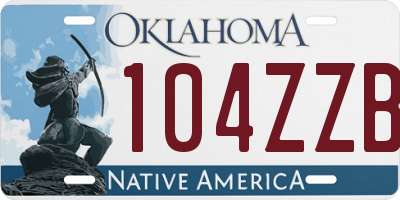 OK license plate 104ZZB