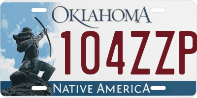 OK license plate 104ZZP