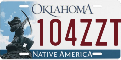 OK license plate 104ZZT