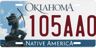 OK license plate 105AAO