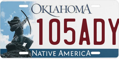 OK license plate 105ADY