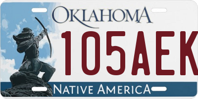 OK license plate 105AEK