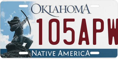 OK license plate 105APW