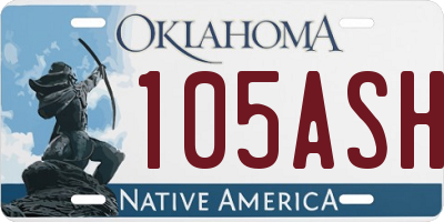 OK license plate 105ASH