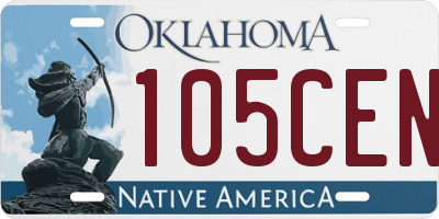 OK license plate 105CEN