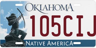 OK license plate 105CIJ