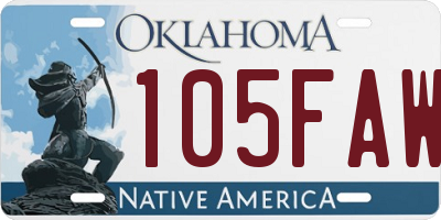 OK license plate 105FAW