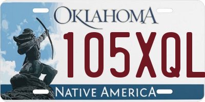 OK license plate 105XQL