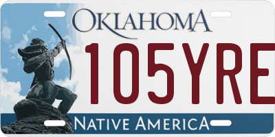 OK license plate 105YRE