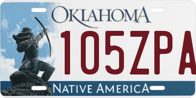 OK license plate 105ZPA