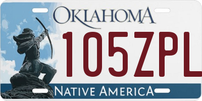 OK license plate 105ZPL
