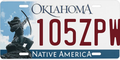 OK license plate 105ZPW