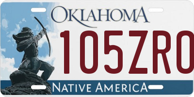 OK license plate 105ZRO