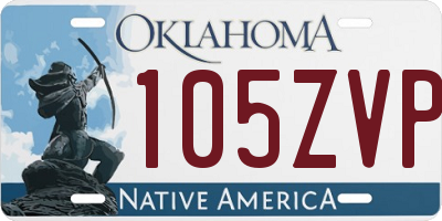 OK license plate 105ZVP