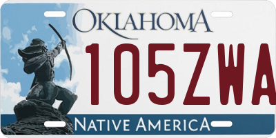 OK license plate 105ZWA