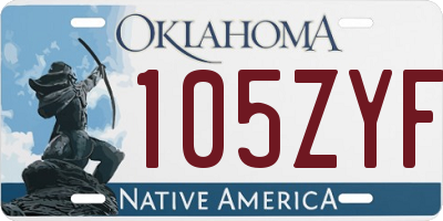 OK license plate 105ZYF