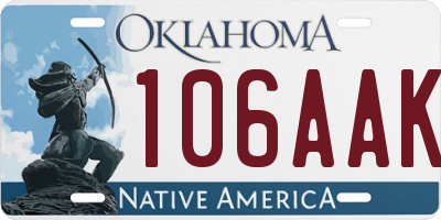 OK license plate 106AAK