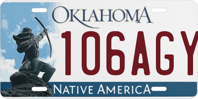 OK license plate 106AGY