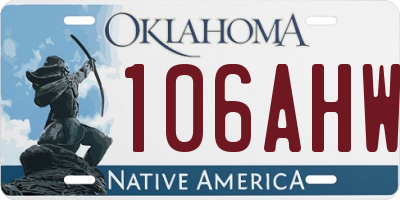 OK license plate 106AHW