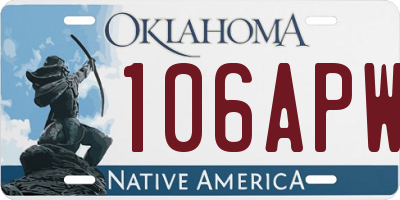 OK license plate 106APW