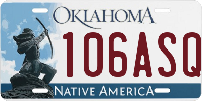 OK license plate 106ASQ
