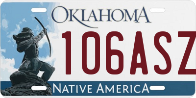 OK license plate 106ASZ