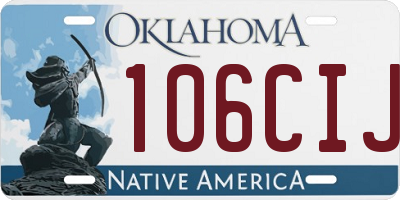 OK license plate 106CIJ