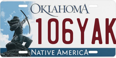 OK license plate 106YAK