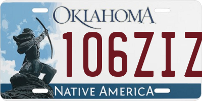 OK license plate 106ZIZ